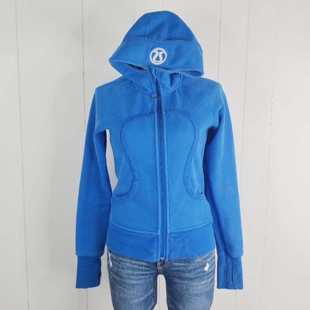 Lululemon Scuba Hoodie 6 Bright Beaming Blue Hooded Zip Sweatshirt Lulu EUC